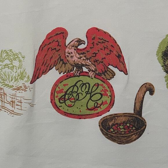 Tablecloth Blue White Embroidered Floral Striped Edge Vintage READ - Picture 8 of 14